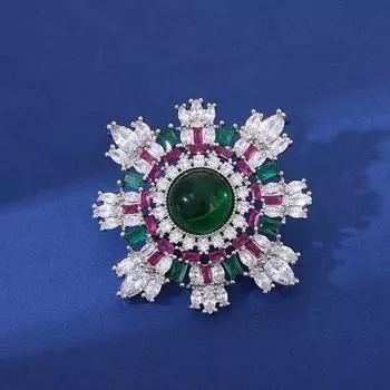 Высококачественная брошь-серебро в виде изумруда со снежинками Атмосферная булавка для пальто Подарочный корсаж Прямая поставка белый