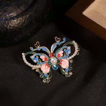 Высококачественная брошь в виде бабочки в национальном стиле с эмалью, женская атмосфера, роскошная брошь на куртку-ципао, пальто, темпераментная булавка