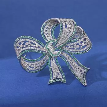 Высококачественная брошь в виде банта со стразами и бриллиантами, атмосферная брошь для пальто, пиджака, подарочная брошь, прямые поставки серебряный