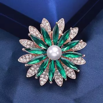 Высококачественная брошь в виде цветка солнца с кристаллами, темпераментный костюм, пиджак, свитер, воротник, булавка, аксессуары