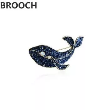 Высококачественная брошь в виде кита со стразами для женщин, высококачественный корсаж Sense Niche Ocean, темпераментная брошь для пиджака, аксессуары