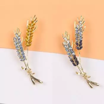 Высококачественная брошь в виде колоса пшеницы с бриллиантами, элегантный темперамент, корсаж, универсальная булавка для костюма, женские украшения жёлтый