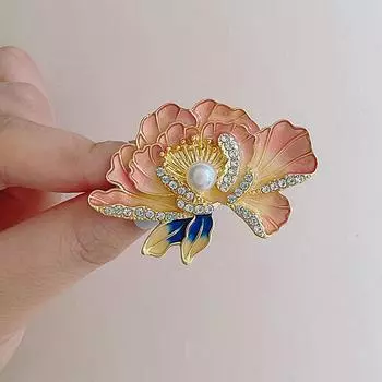Высококачественная брошь в виде пиона с каплями масла и стразами, роскошная брошь для одежды, аксессуары Yiwu, корсаж розовый