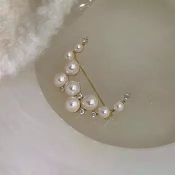 Высококачественная брошь в виде жемчуга в виде луны для женщин и девочек, легкие, роскошные, модные, изысканные булавки, универсальные аксессуары для одежды, подарки