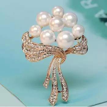 Высококачественная брошь, женская одежда, аксессуары, модная брошь с бриллиантами и жемчугом, темпераментная универсальная брошь-цветок золотой