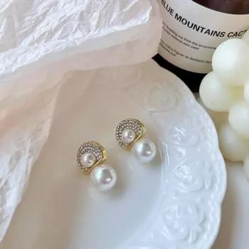 Высококачественная булавка с жемчужными серьгами золотистый