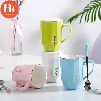 Высококачественная чашка для воды, студенческая кружка, простая кофейная чашка, офисная керамическая чашка с крышкой, домашняя чашка