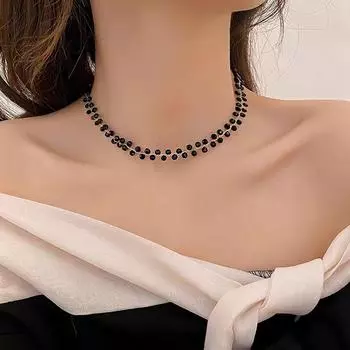 Высококачественная черная короткая ключичная цепочка женская бижутерия ожерелья из бисера аксессуары подарок