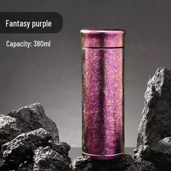 Высококачественная двухслойная термокружка из чистого титана, большой емкости для чая в машине и офисе 380ml