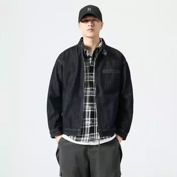 Высококачественная джинсовая куртка Harrington из красного денима, мужская куртка для охоты на крупного рогатого скота, американская вымытая куртка-стойка для мужчин M