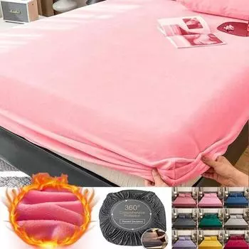 Высококачественная флисовая простыня Tafu для зимнего тепла, приятная для кожи простыня Queen с эластичной лентой, простыня, наматрасник Bed sheet (90x200x25cm) темно-серого