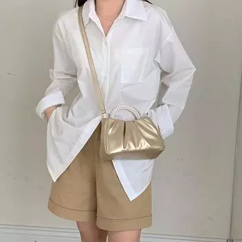 Высококачественная французская плиссированная жемчужная сумка - нежная сумка-облако через плечо для женщин