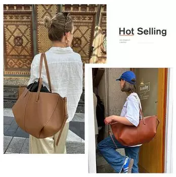 Высококачественная французская сумка из натуральной кожи Poone Niche, женская сумка для поездок на работу, большая вместительная сумка, универсальная и модная 18x10x24cm золотисто-коричневый