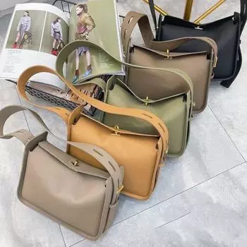 Высококачественная французская сумка-тоут, новый нишевый дизайн, наплечная сумка из натуральной кожи, универсальная сумка через плечо для поездок на работу 26x9x20cm зелёный