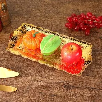 Высококачественная фруктовая тарелка, настольное украшение, золотая высококачественная темпераментная узорчатая европейская классическая домашняя тарелка в виде ореха. 36 Cm X7cm золотой
