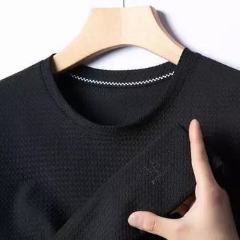 Высококачественная футболка мужская с круглым вырезом и коротким рукавом сетка костяной цветок ледяной шелк поло рубашка M