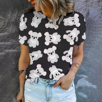 Высококачественная футболка с рисунком из мультфильмов, простая, с коротким рукавом, повседневная, свободная, с круглым вырезом, с коротким рукавом, летняя, модная, трендовая женская футболка M