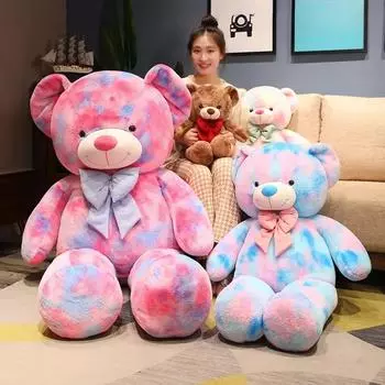 Высококачественная гигантская плюшевая кукла в виде американского медведя, мягкое животное, красочный плюшевый мишка, мягкие игрушки для детей, влюбленных, подарок на день рождения 60cm синий