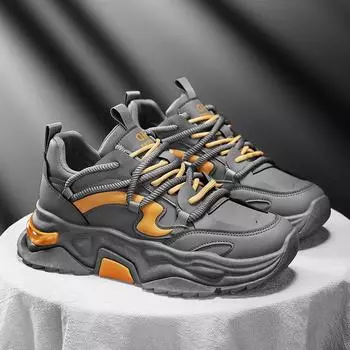 Высококачественная горячая распродажа повседневных кожаных туфель, модные новые брендовые кроссовки с толстой подошвой, мужские удобные туфли на плоской подошве для ходьбы, вулканизированная обувь 39 черный белый