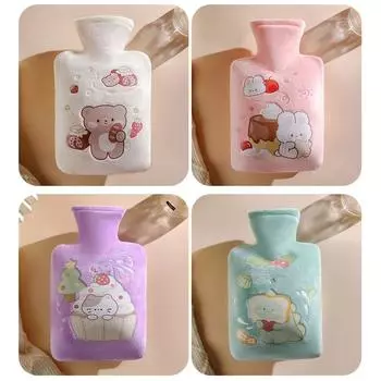 Высококачественная грелка объемом 500 мл с мультяшным рисунком, симпатичный плюшевый чехол, портативная съемная грелка для рук розовый