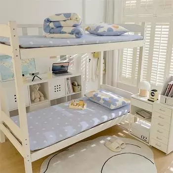 Высококачественная хлопковая простыня с принтом, мягкая и дышащая, для студенческого общежития, комплект из 3 предметов, универсальная для односпальной кровати в общежитии 150x200CM розовый