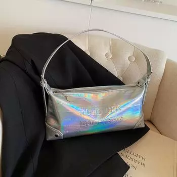 Высококачественная и нишевая жемчужно-серебристая новая универсальная сумка через плечо, модная и супер популярная сумка на одно плечо подмышкой