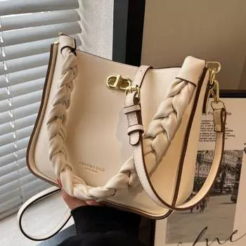 Высококачественная и универсальная популярная сумка на одно плечо для женщин 2024 года, новая весна/лето, простая повседневная сумка через плечо, женская сумка-ведро