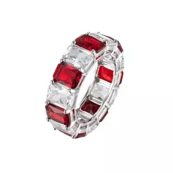 Высококачественная имитация искусственного цвета, драгоценное красное сокровище, сапфир, розовое бриллиантовое кольцо, легкое роскошное широкое длинное квадратное кольцо No. 6