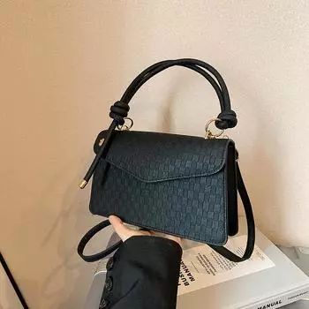 Высококачественная иностранная клетчатая сумка женская осенняя модная плетеная сумка-мессенджер маленькая квадратная сумка розы красного