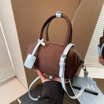 Высококачественная искусственная замша, большая вместимость, универсальная сумка через плечо, однотонная, модная, мягкая, простая сумка через плечо