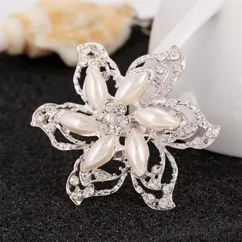 Высококачественная изысканная брошь в европейском и американском стиле, трехслойная ажурная трехмерная брошь из сплава с цветком из жемчуга
