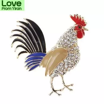 Высококачественная изысканная брошь в виде зодиакального петуха для мужчин и женщин, симпатичная золотая цветная брошь-корсаж