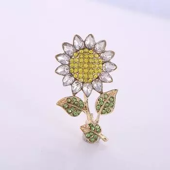 Высококачественная изысканная милая брошь с микроцирконом в виде подсолнуха, популярные в Европе и Америке аксессуары для одежды в виде подсолнуха