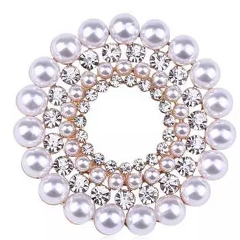 Высококачественная изысканная простая жемчужина с четырьмя кругами и стразами брошь-булавка шелковая пуговица для шарфа аксессуары для одежды