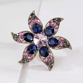 Высококачественная изысканная роскошь винтажный кристалл цвет драгоценный камень бант цветок сплав брошь булавка аксессуары