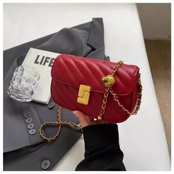 Высококачественная изысканная сумка через плечо с замком-пряжкой, новая женская сумка в стиле ретро с винно-красной текстурой, сумка через подмышки, модная сумка