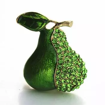 Высококачественная изысканная зеленая капающая груша-брошь, инкрустированная зелеными стразами, корсаж для пальто