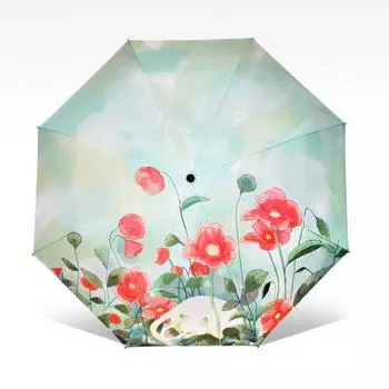Высококачественная картина с изображением кошачьих цветов, черный клей, наружные анти-УФ-зонты для мужчин и женщин, зонт от дождя, защита от солнца, Paraguas