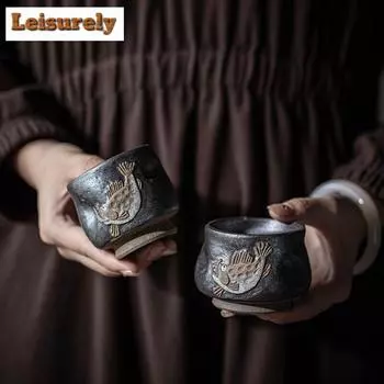 Высококачественная керамическая чайная чашка Zhiye Burn, чашка Wealthy Fish Master, дегустационная чайная кружка Chazhan, индивидуальная чайная чаша Kung Fu, подарочная коробка