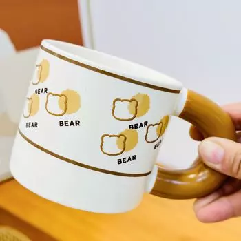 Высококачественная керамическая кружка с рисунком медведя из мультфильма, термостойкая подарочная коробка, кружка, сувенир, подарочный набор 400ML