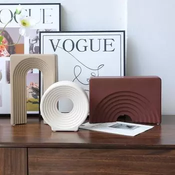 Высококачественная керамическая ваза с геометрическим узором, легкая роскошная керамическая ваза, нестандартная модель для офиса, книжной полки, украшения для входа в дом, украшения