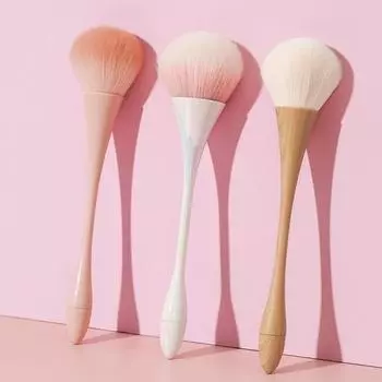 Высококачественная кисть для рассыпчатой пудры Кисть для румян Пушистая кисть для макияжа волос Инструмент для красоты Кисти с длинной ручкой Очистка пыли от ногтей Косметика для ногтей розовый