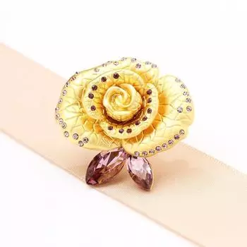 Высококачественная классическая брошь-роза, искусственный хрустальный цветок, позолоченные аксессуары для женщин красный