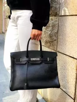 Высококачественная классическая сумка Togo из натуральной кожи с верхним слоем из коровьей кожи с узором личи, платиновая сумка 35 см, большая 35x18x25cm Large коричневый