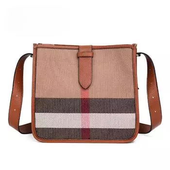 Высококачественная клетчатая парусиновая модная новая стильная наклонная универсальная кожаная маленькая квадратная сумка через плечо женская сумка