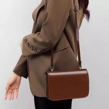 Высококачественная коричневая маленькая квадратная сумка, новая модная и универсальная сумка из коровьей кожи для мобильного телефона через плечо, изысканная простая сумка