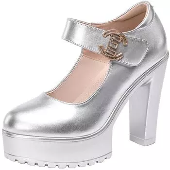Высококачественная кожаная обувь для женщин 7 см 9 см 12 см Высокий каблук платформа острый носок 34 35 Элегантная и модная обувь черный белый серебристый 34