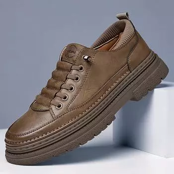 Высококачественная кожаная повседневная обувь, роскошные брендовые мужские удобные туфли на плоской подошве, мужские кроссовки на шнуровке, классические мужские кроссовки для бега 38 чёрный