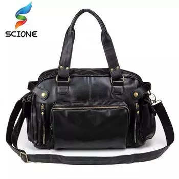 Высококачественная кожаная спортивная сумка, мужские сумки, спортивная сумка из воловьей кожи, мужская спортивная сумка, мужские дорожные сумки, портфель для ноутбука, мужская сумка чёрный