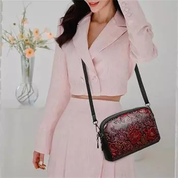 Высококачественная кожаная сумка, роскошный дизайнерский ретро-этнический стиль, 3D-печатная сумка на плечо, модная диагональная сумка с карманом для телефона через плечо